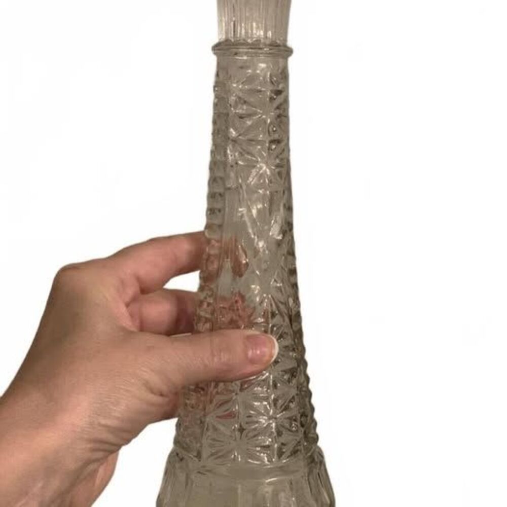 Vintage Anchor Hocking Clear Glass Bud Vase, Stars and Bars | Lot of 5